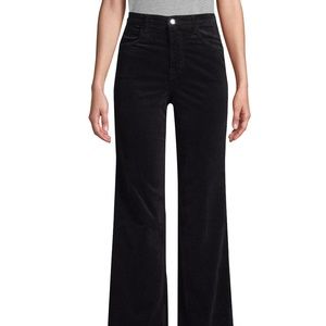 J Brand Black Corduroy High Rise, Wide Leg Pants
